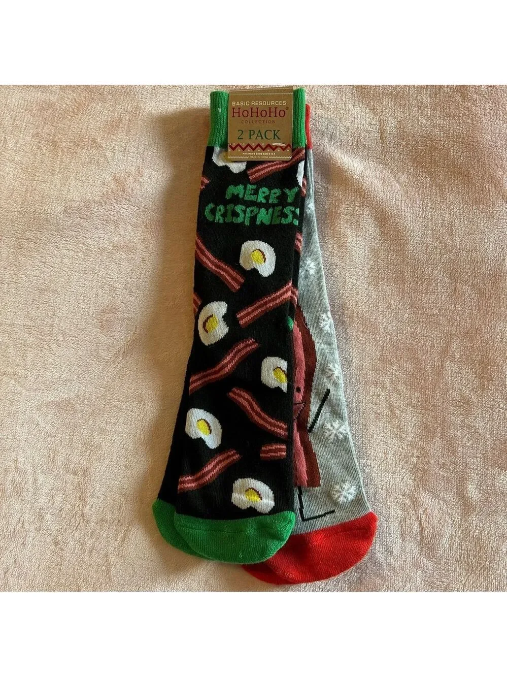 Holiday socks two pairs of novelty bacon inspired men’s socks fits 6-12.5